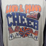 Orange and Blue Loud and Proud Cheer Mom Mens/Unisex Navy Long Sleeve