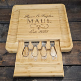 Wedding Anniversary Charcuterie Cheese Board and Knife Set