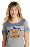 New Berlin Pretzels Heather Navy Accent Ladies Scoop Neck "Livin' That Salt Life"