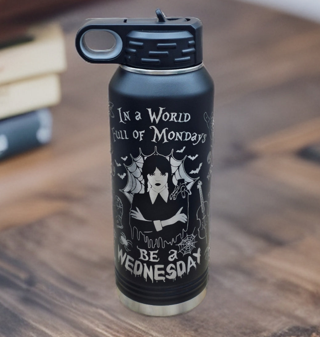 Addams Family What Would Wednesday Do? Water Bottle with Screw-Top Lid