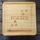 Paw Prints Bamboo Charcuterie Cheese Board and Knife Set