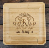 La Famiglia Charcuterie Cheese Board and Knife Set with Initial