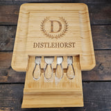 Large Monogram Charcuterie Cheese Board and Knife Set