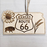 Full Set of 8 State Shape Route 66 Christmas Ornament