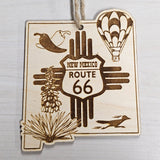 Full Set of 8 State Shape Route 66 Christmas Ornament