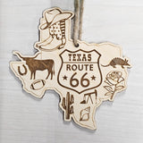Full Set of 8 State Shape Route 66 Christmas Ornament