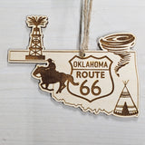 Full Set of 8 State Shape Route 66 Christmas Ornament