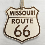 Set of 8 State Shield Sign Shape Route 66 Christmas Ornament