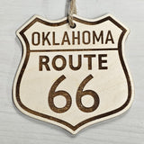 Set of 8 State Shield Sign Shape Route 66 Christmas Ornament