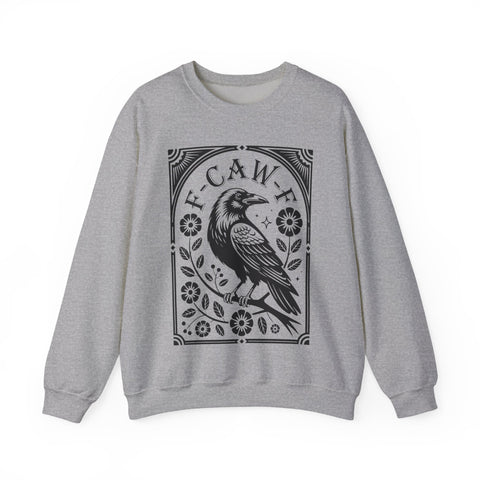 F-CAW-F Crow Raven Sweatshirt Crewneck for Fall, Halloween Gift, Boho Vintage Style