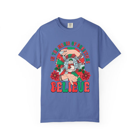 Fortune Teller Crystal Ball Reader Believe Snowman Christmas T-Shirt