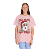 Stay Merry And Bright Santa Tee — Retro Floral Christmas T-Shirt