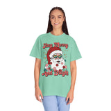 Stay Merry And Bright Santa Tee — Retro Floral Christmas T-Shirt