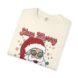 Stay Merry And Bright Santa Tee — Retro Floral Christmas T-Shirt