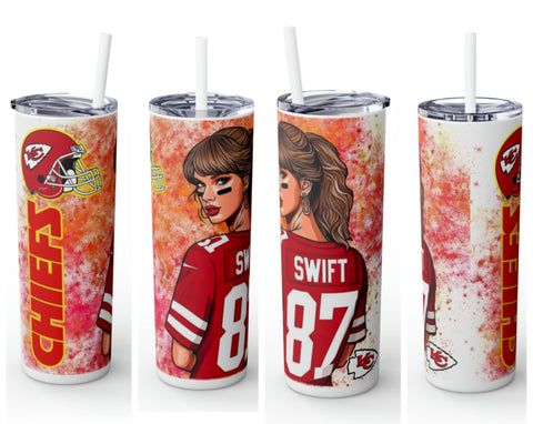 (PRE-ORDER) Taylor Swift KC Chief Full Color Staightline 20oz Insulated Tumbler