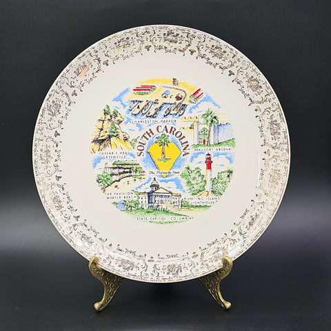 South Carolina Vintage Souvenir Plate 9.25"