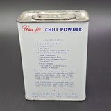 Vintage Schilling Chili Powder 4oz Tin (pre-UPC)