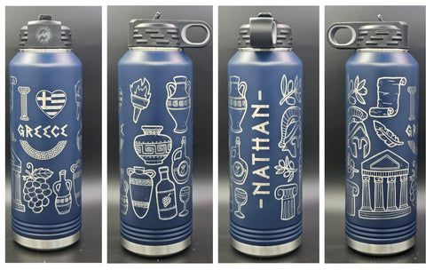 I Love Greece Insulated Waterbottle (With or Without Name)