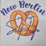 New Berlin Pretzels Navy Sleeve Vintage Style T-shirt "Livin" That Salt Life"