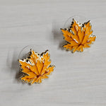 Fall Maple Leaves Enamel Stud Earrings