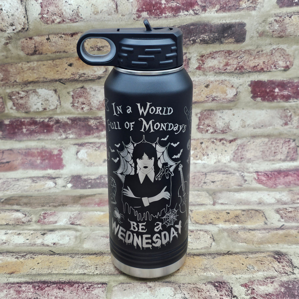 Addams Family What Would Wednesday Do? Water Bottle with Screw-Top Lid
