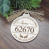 Home For The Holidays Town Zip Code Christmas Ornament (Custom Made To Order) 3"