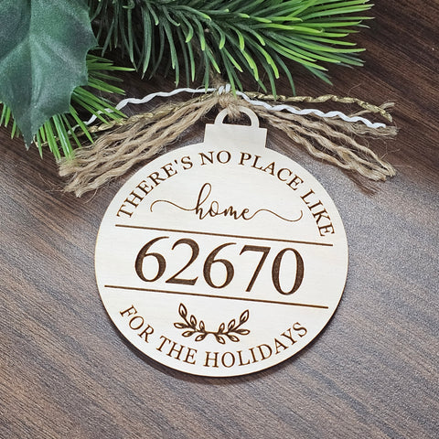 Home For The Holidays Town Zip Code Christmas Ornament (Custom Made To Order) 3"