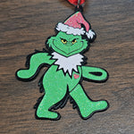 Grateful Dead Grinch Set Lapel Pin 2", Glitter Ornament 3", Standard Ornament 3", Matching Number Set 1/30