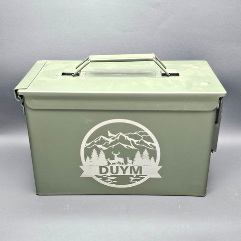 Mountain Scene with Buck Ammo Can (With Name)