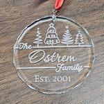 Family Est. Year Ornament Engraved Beleveled Glass Ornament 3"
