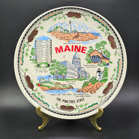 Maine Vintage Souvenir Plate 9.25"