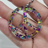 Peace Sign (Confetti Purple Teal Gold) Earrings