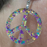 Peace Sign (Confetti Purple Teal Gold) Earrings