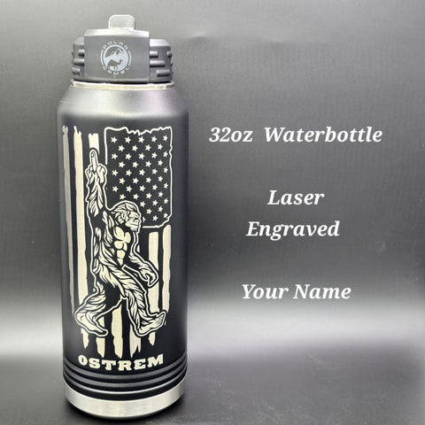 Bigfoot American Flag Laser Engraved Insulated Waterbottle (With or Without Name)