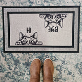 Funny Cat Hi and Bye  Doormat