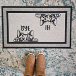 Funny Cat Hi and Bye  Doormat