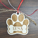 Paw Ornament (Custom Name) 3" Tall