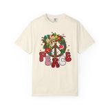 Peace Wreath T-Shirt — Retro Holiday Peace Sign Tee