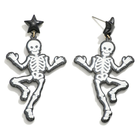 Dancing Skelton Halloween Skull Drop Earrings