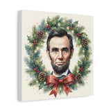 Abe Lincoln Historical President Portrait Canvas Festive Wreath Holiday Wall Art