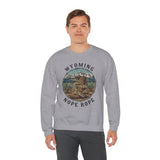 Wyoming 'Nope Rope' Crewneck Sweatshirt — Rattlesnake Teton Mountain Graphic