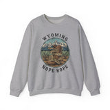 Wyoming 'Nope Rope' Crewneck Sweatshirt — Rattlesnake Teton Mountain Graphic
