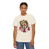Peace Wreath T-Shirt — Retro Holiday Peace Sign Tee