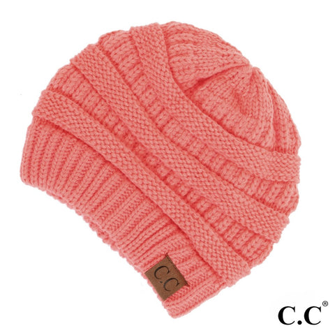 C.C Hat-20A Solid Ribbed Beanie "The OG" Coral 720354
