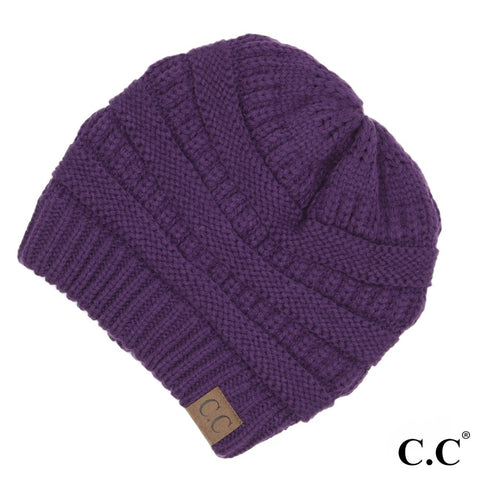 C.C Hat-20A Solid Ribbed Beanie "The OG" Dark Purple