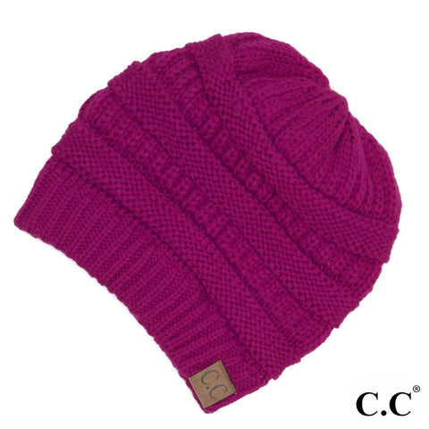 C.C Hat-20A Solid Ribbed Beanie "The OG" Hot Pink 720359
