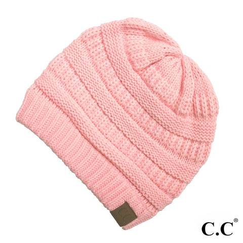 C.C Hat-20A Solid Ribbed Beanie "The OG" New Pink 720362