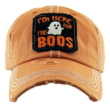 "Here For The Boos" Embroidered Vintage Distressed Baseball Cap
