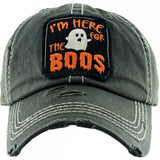 "Here For The Boos" Embroidered Vintage Distressed Baseball Cap