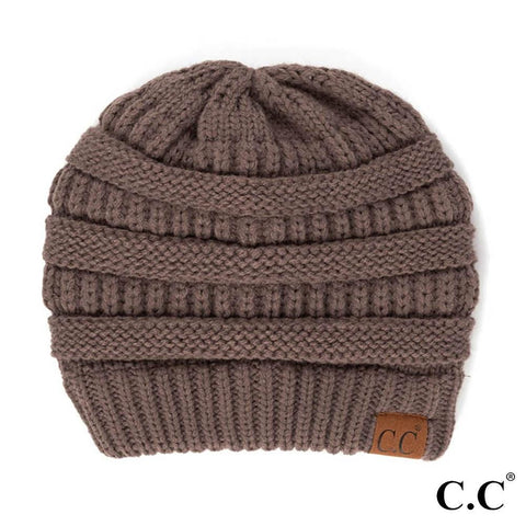 C.C "The OG" Beanie Hat-20A Solid Ribbed Earth Grey 724867